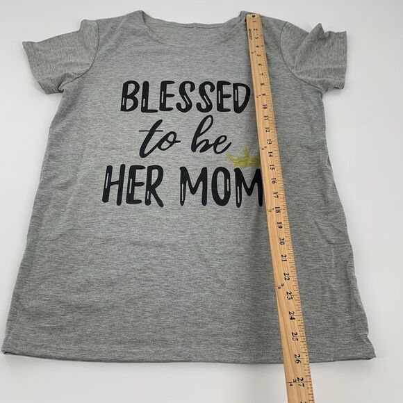 New Blessed to Be Her Mom Short Sleeve T-Shirt Size Medium Womens Light Gray M - Picture 4 of 4